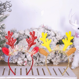 Christmas reindeer antler headbands with sequins and colorful tassels for party hair decor