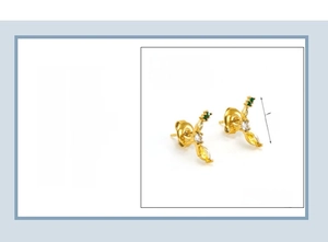 Détails des boucles d'oreilles banane plaquées or 18K, 13mm avec zircons colorés