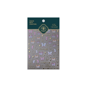 Stickers à ongles papillon autocollants M-781 avec dégradé violet et détails dorés