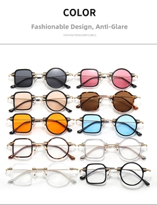Multi-color retro irregular sunglasses display with unique square and round frames