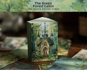 Detail of 100pcs vintage forest cabin theme decorative paper and sticker collection