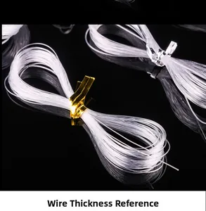 Macro shot showing transparent fishing line thickness and texture for jewelry making