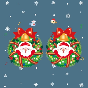 Christmas wall decals with Santa Claus in festive wreaths for window glass decoration