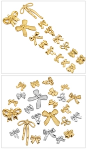 Detailed collection of gold and silver stainless steel bow pendants for DIY jewelry making