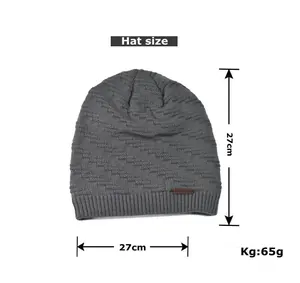 Size chart for winter fleece knit beanie showing dimensions of 27cm height and 27cm width