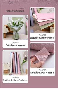 Detail showing double-layered stone texture wrapping paper in multiple elegant colors