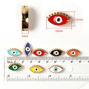 Colorful alloy evil eye charms for DIY jewelry making with gold-tone enamel finish