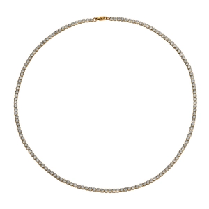Hip hop gold plated stainless steel tennis necklace with full cubic zirconia stones