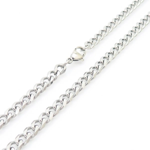 Polierte silberne Titanstahl-Cuban-Kette mit Karabinerverschluss für Damen und Herren