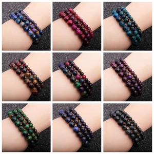 Tigerauge- und Edelstein-Armbänder in neun Farben, ideal für den geschichteten Look