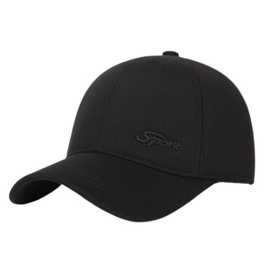 Klassische schwarze Winter-Baseballkappe mit Sport-Stickerei und Fleece-Futter für Herren
