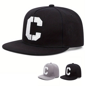 Snapback Hat Flat Brim Embroidered Letter C Acrylic Adjustable Hip Hop Sports Streetwear Cap For Men Women