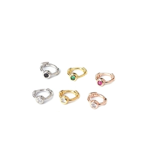 Mini zircon hoop earrings in silver, gold, and rose gold finishes for daily fashion wear