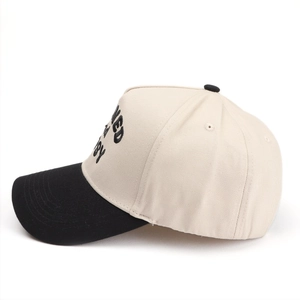 Close-up of side letter embroidery and high-quality stitching on the baseball cap