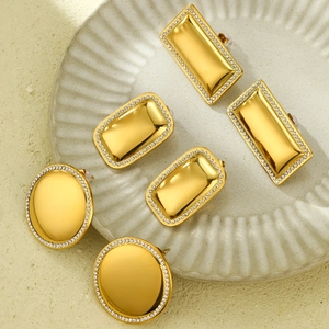 Luxurious 18k gold plated stainless steel earrings set with sparkling white crystals