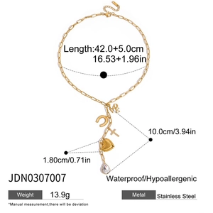 Tableau des tailles et du poids du collier en acier inoxydable plaqué or 18 carats