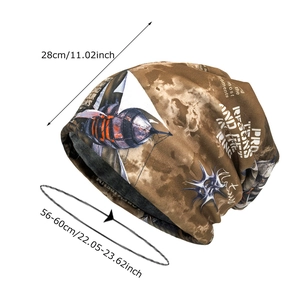 Unisex soft knit beanie with sci-fi spaceship print for casual streetwear fashion