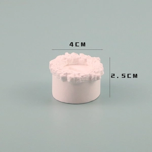 White textured resin jewelry display pedestal base measuring 4cm wide and 2.5cm high