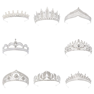 Bridal Crown Tiara Alloy Rhinestone Faux Artificial Pearl Vintage Wedding Hair Accessories For Women Princess Elegant Headpiece