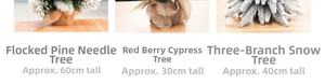 Three-piece mini tabletop Christmas trees set including flocked and berry styles