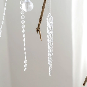 Nordic crystal Christmas tree ornament with clear icicle and bead drops for winter decor