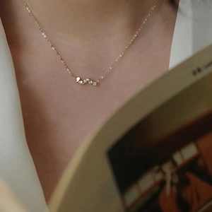 Sterling silver 14k gold plated necklace with heart pendants and sparkling zircon stones