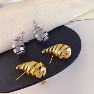 Spiral Twisted Stud Earrings Stainless Steel Hollow Geometric Water Drop Gold Silver Plated Fashion Jewelry For Women