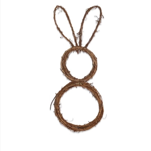 Easter rabbit shaped vine wreath made of natural brown twigs for DIY party decoration
