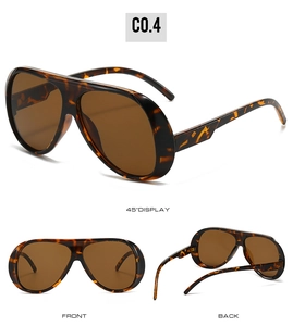 Detailed views of tortoise shell pilot sunglasses with brown lenses from three angles