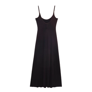 Elegant deep purple velvet maxi dress with thin straps and a low backless design