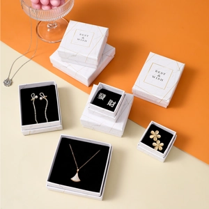 Luxury marble pattern jewelry gift box set with gold lines for necklaces and earrings