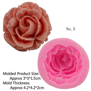 3D rose flower silicone mold for fondant and chocolate with 3x3x1.5cm finished size