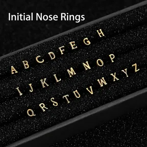 S925 Sterling Silver Initial Letter Nose Stud Minimalist Tiny Body Piercing Jewelry For Women