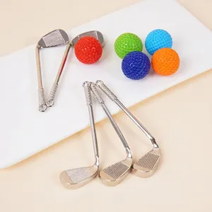 Porte-clés Mini Club De Golf De Simulation Pendentif En Alliage Métallique Pour Sac Style Sportif Ton Argent