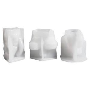 Three-piece set of translucent silicone molds featuring artistic human body torso shapes