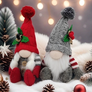 Fabric Knit Christmas Gnome Swedish Tomte Faceless Plush Doll Pom Pom For Festive Holiday Home Party Decoration Ornament