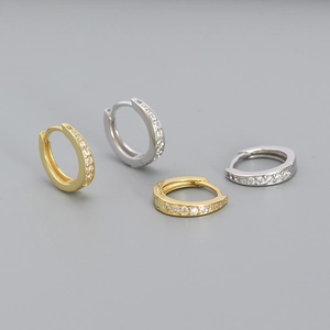 925 Sterling Silver Hoop Earrings With Sparkling Zircon Minimalist Geometric Jewelry For Women Lightweight Luxury Style