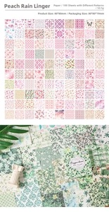 Close-up of vintage floral scrapbooking paper sheets with diverse botanical patterns