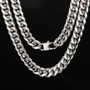 Cuban Chain Necklace Polished 316L Stainless Steel Curb Link Hip Hop Style For Men Robust Jewelry