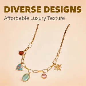 Titanstahl Halskette Vergoldet Zirkon Herz Schmetterling Muschel Anhänger Minimalistischer Luxus Modeschmuck Geschenk Für Frauen