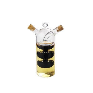 Creative leak-proof double-layered glass oil bottle with cork stoppers for kitchen use