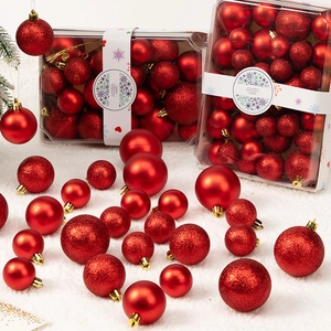 26pcs red Christmas ball ornaments set with matte, glossy and glitter finishes for tree decor