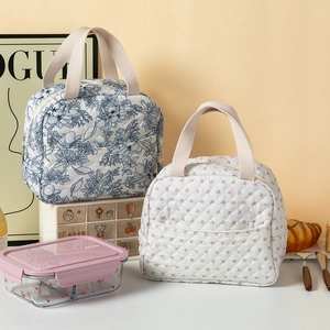 Bolsas térmicas acolchadas grandes con flores y neceseres de viaje portátiles para mujer.