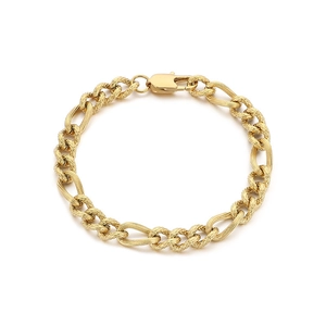 Collana a catena Figaro dorata in acciaio inossidabile con maglie testurizzate e moschettone