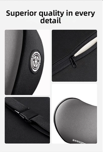 Detailed view of memory foam car neck pillow with breathable mesh and logo embroidery