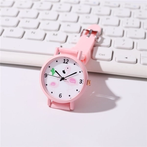 Cute Flamingo Cactus Kids Watch Pink Silicone Strap Analog Quartz Cartoon Student Fashion Timepiece Children Birthday Gift