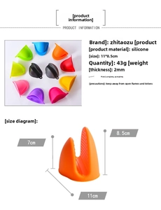 Silicone oven mitt with internal anti-slip ridges and detailed size measurements