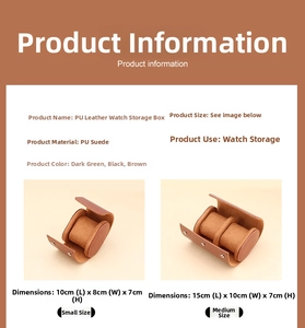 Detailed comparison of brown PU leather watch travel cases in small and medium sizes