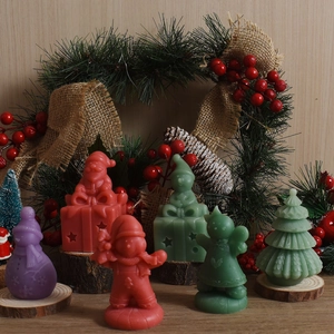 Detail of Christmas snowman and gingerbread man silicone mold craft candles