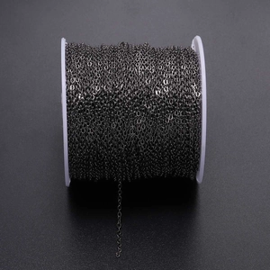 Detailed close-up of gunmetal grey DIY metal chain spool for jewelry making accessories